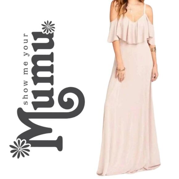 NWT SMYMM Renee Ruffle Blush Pink Special Occasion Maxi Dress XS ★DISCONTINUED★ - Picture 1 of 15